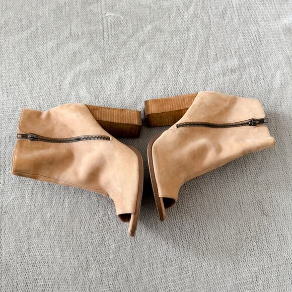 Aldo Tan Exposed Zipper Peep Toe Ankle Booties - Size 8.5 - Picture 6 of 9